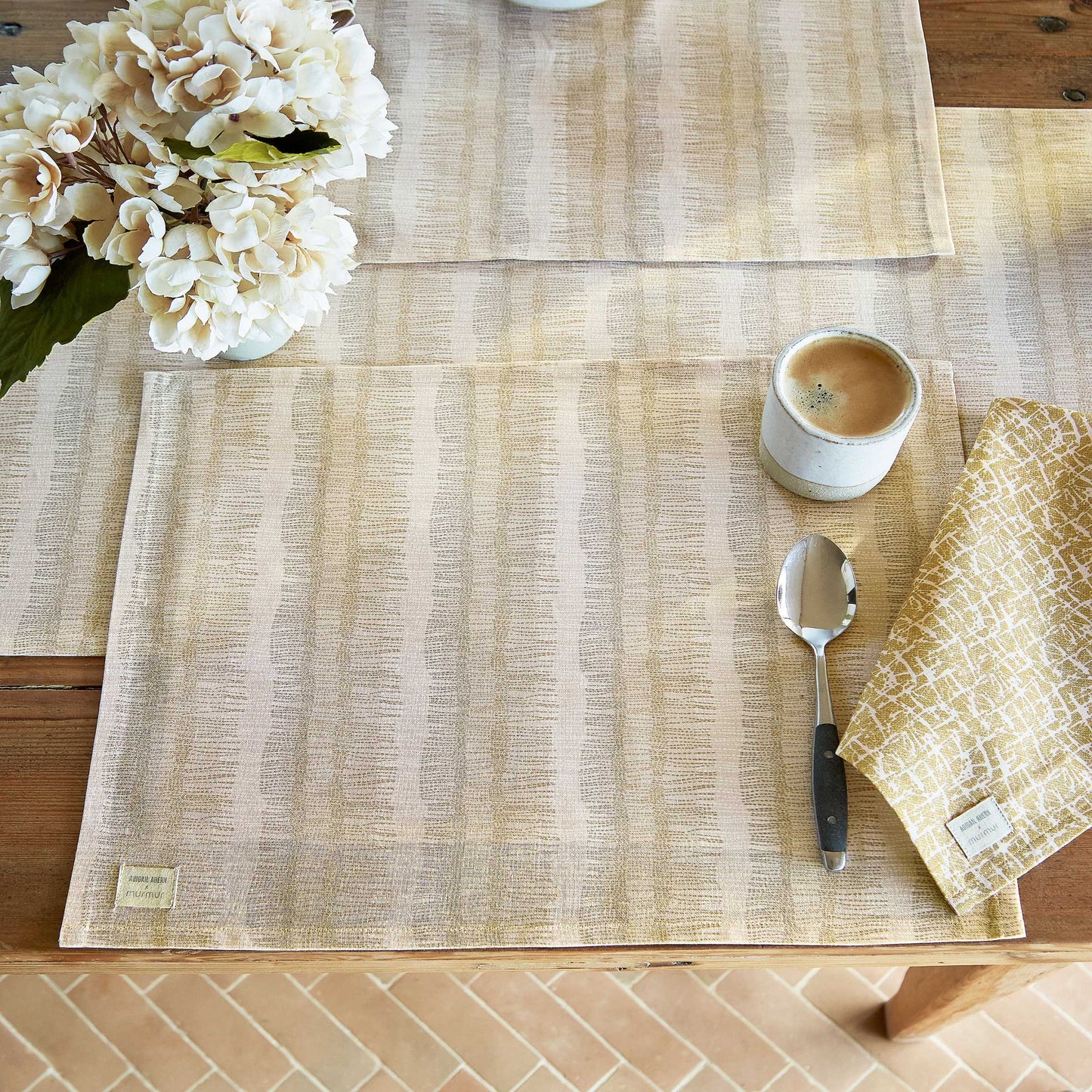 Moya Placemat, Warm Ochre/Canvas Cream - Set of 2