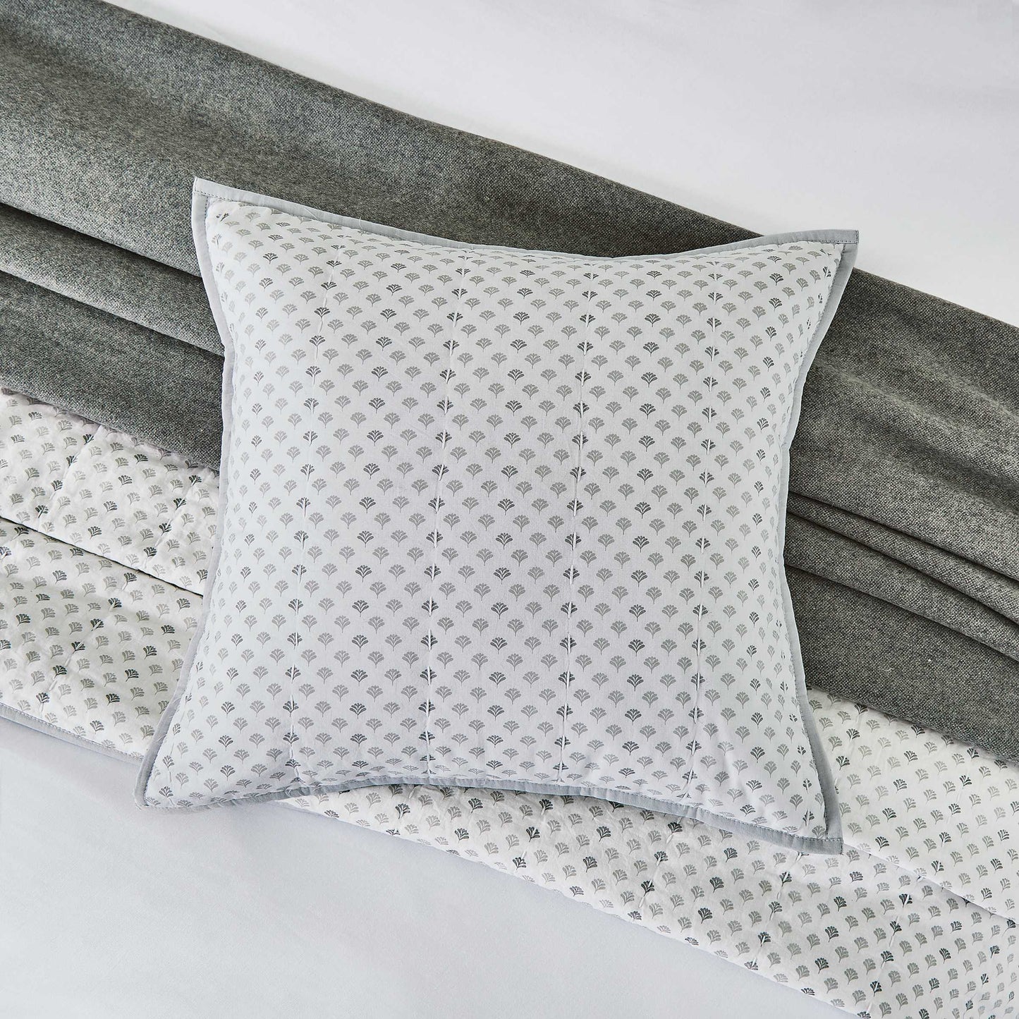 Orla Quilted Cushion 40cm x 40cm, Cloud Grey
