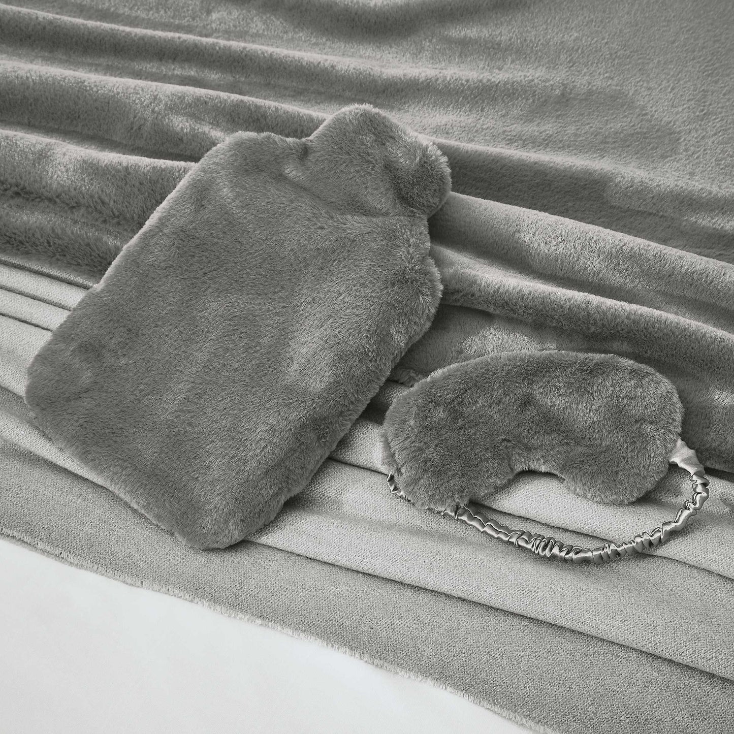 Skye Faux Fur Eye Mask, Storm Grey