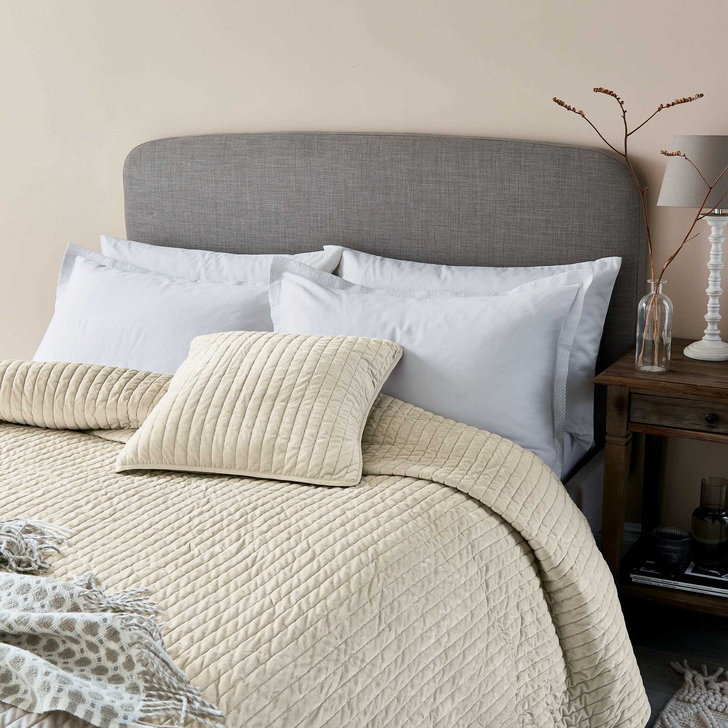 Flynn Quilted Throw, Linen