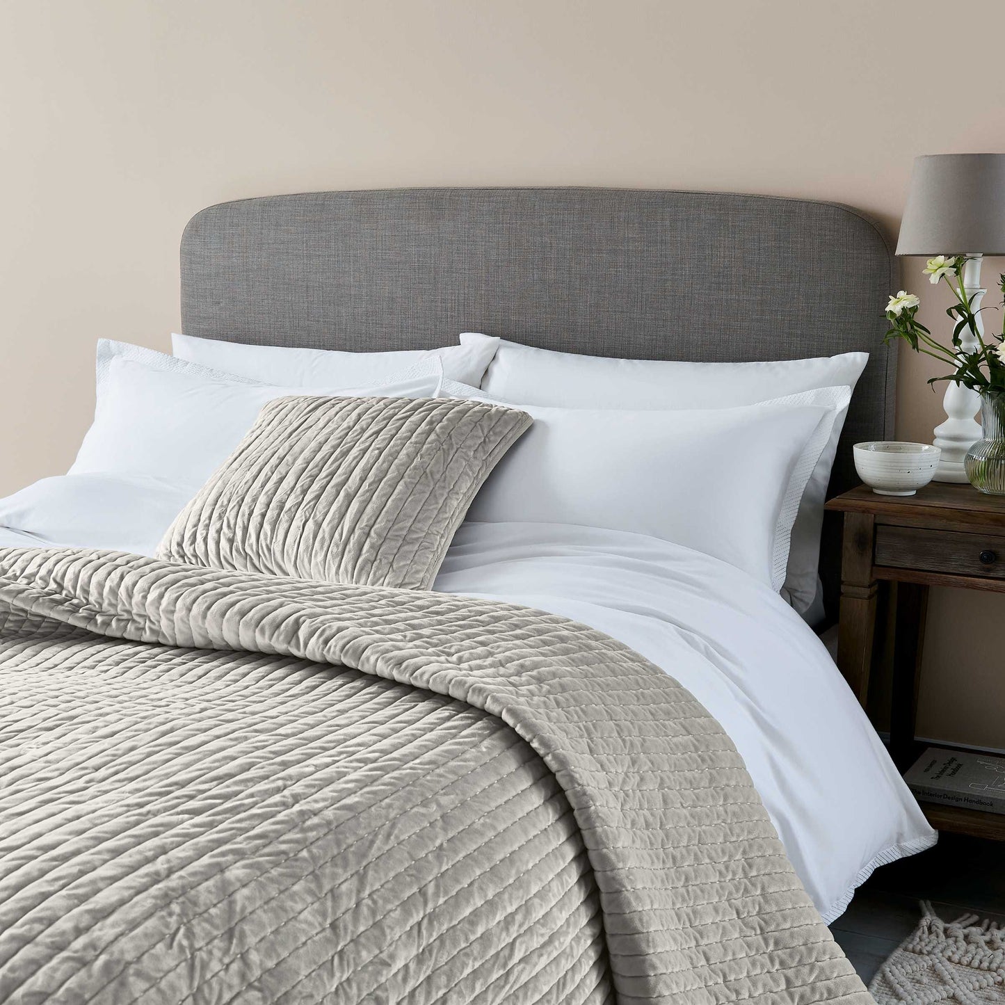 Flynn Quilted Cushion 50cm x 50cm, Grey