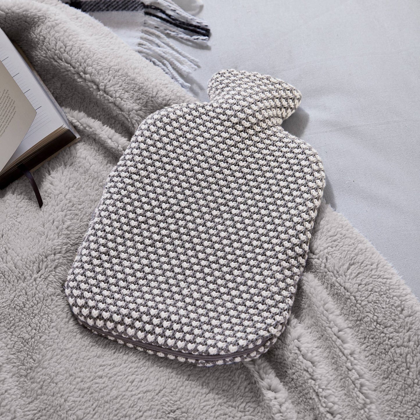 Dottie Knit Hot Water Bottle & Cover Cloud Grey