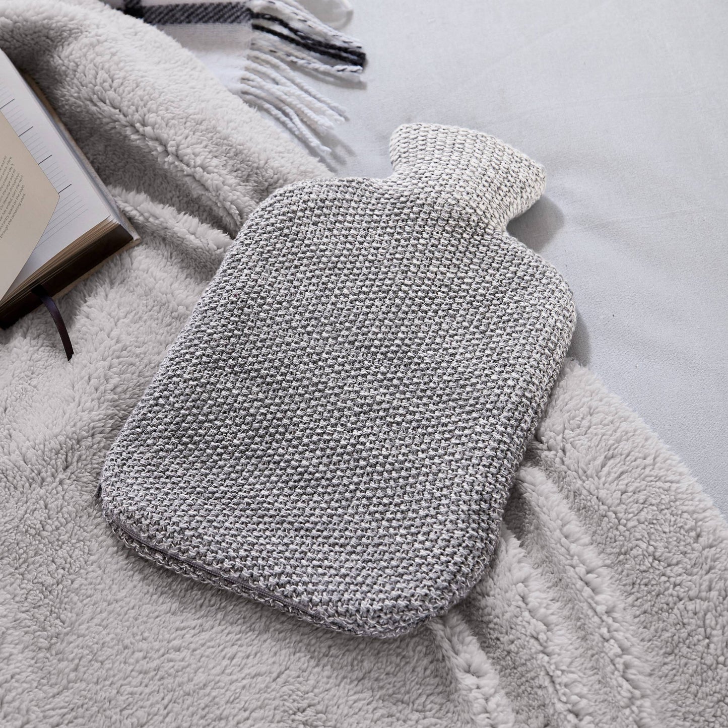 Ombre Knit Hot Water Bottle & Cover Cloud Grey