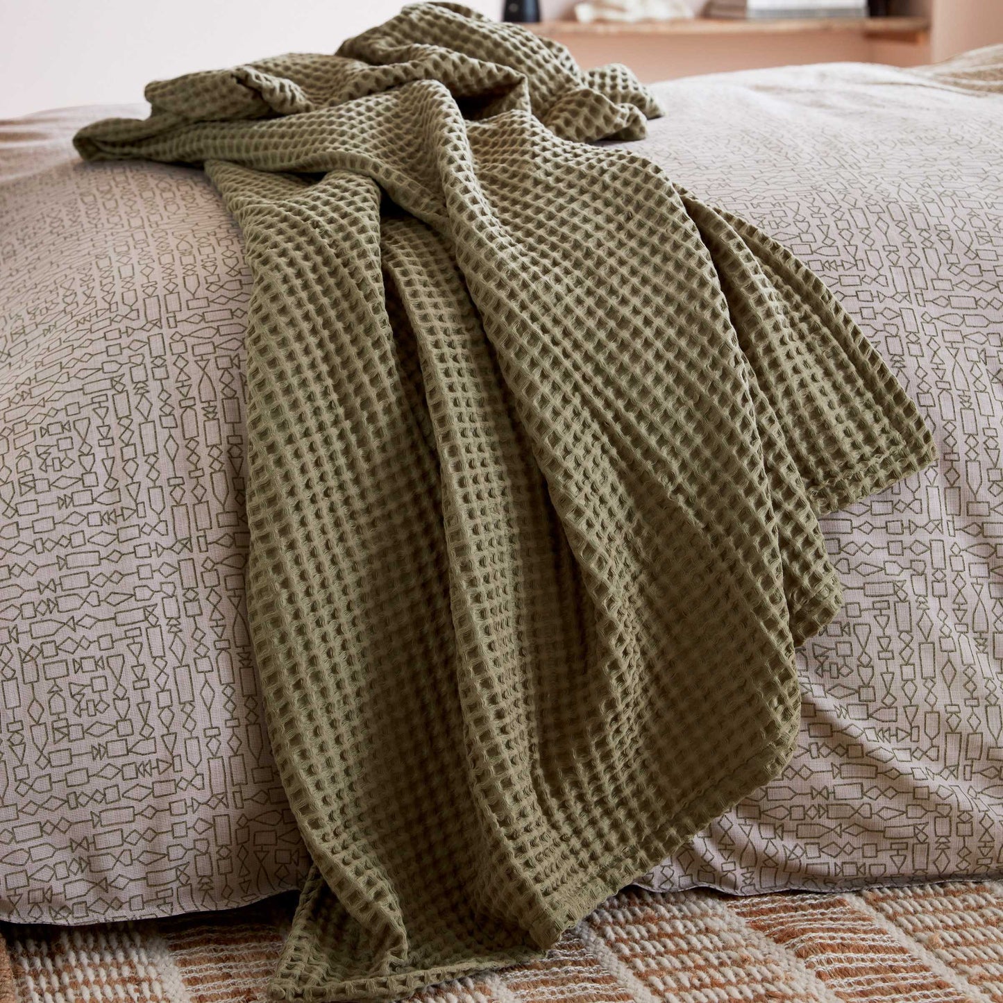 Tess Waffle Throw, Sage Green