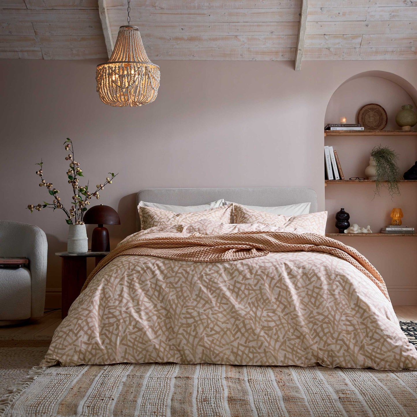 Oonagh Duvet Cover Set, Dusky Pink
