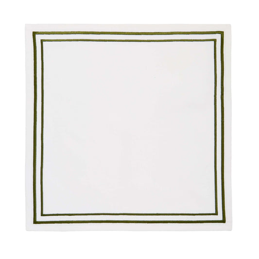 Embroidered Twin Edge Napkins, Green - Set of 4