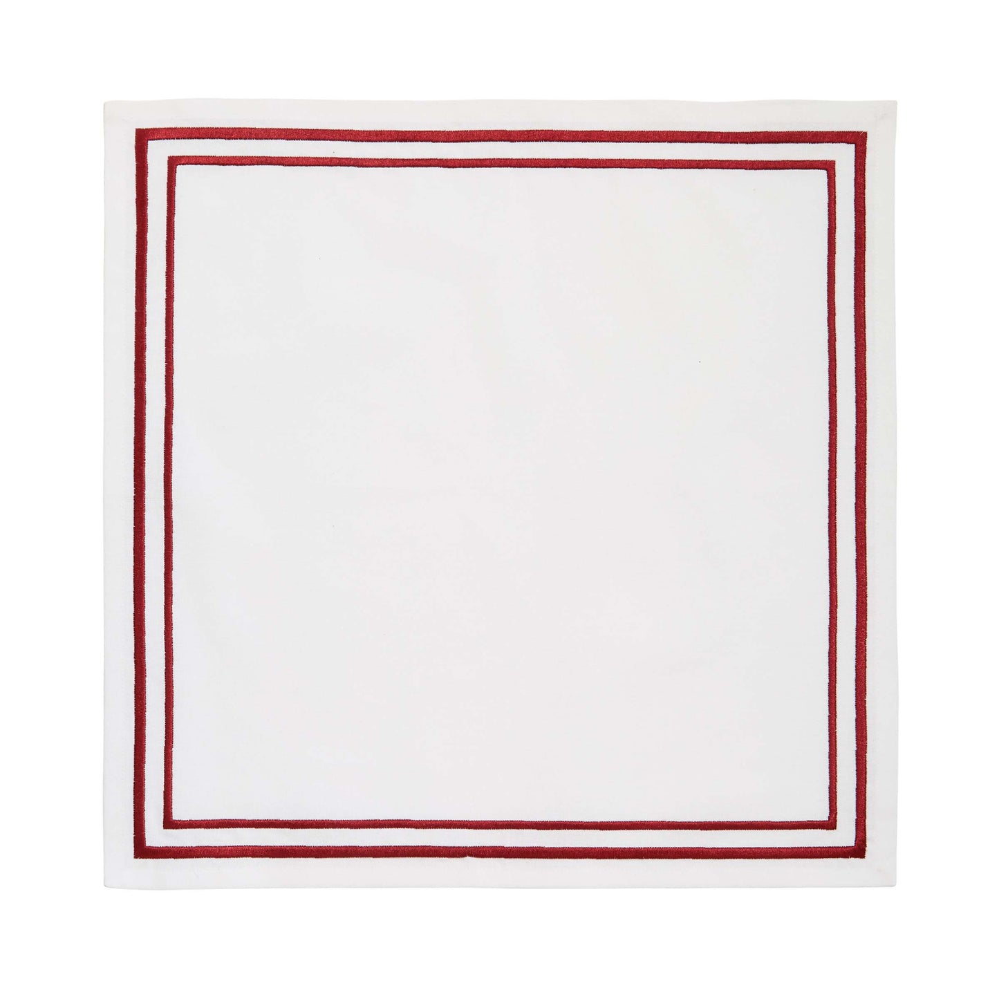Embroidered Twin Edge Napkins, Red - Set of 4