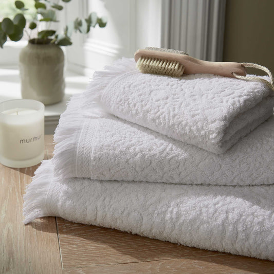 Lotta Sculpted Towels, White