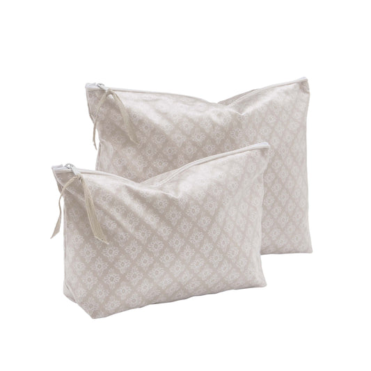 Mya Bathroom Wash Bag - Large, Linen & Grey