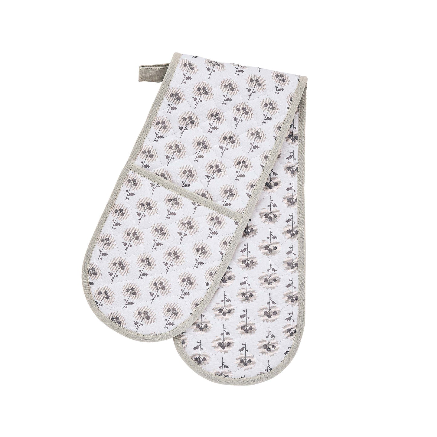 Ebba Double Oven Glove, Linen & Grey