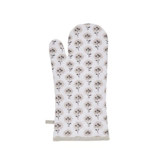 Ebba Single Oven Glove, Linen & Grey