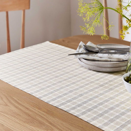 Tara Table Runner, Linen & Grey