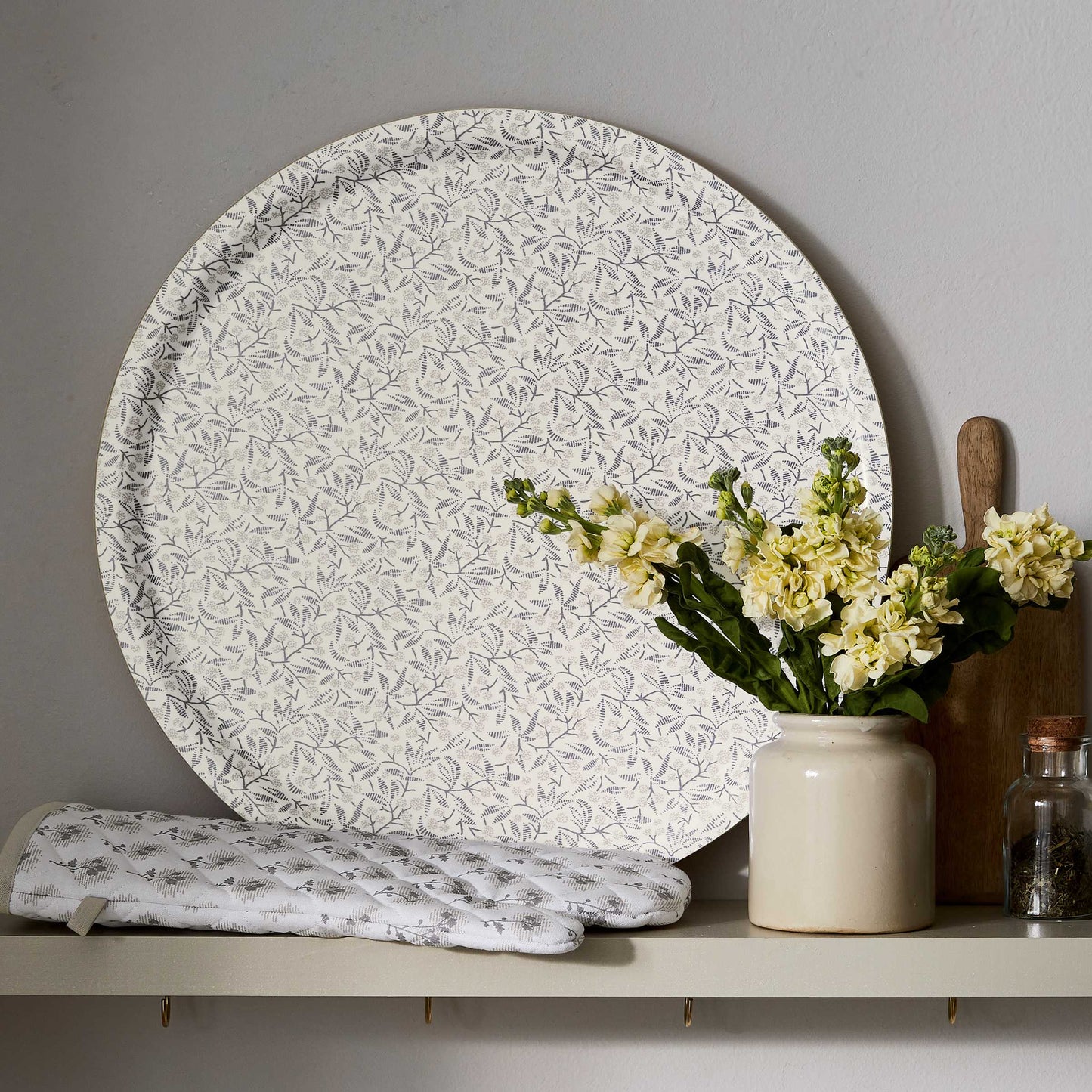 Tola Tray, Linen & Grey