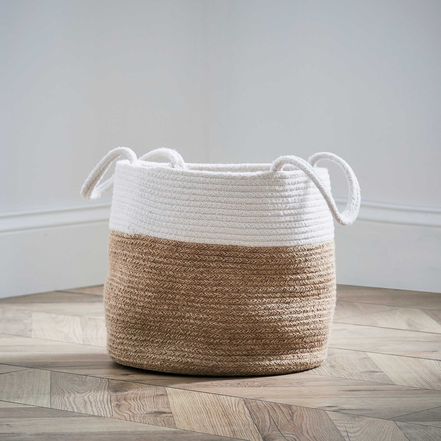 Storage Basket - Medium, Natural/White