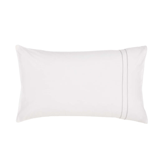 White Murmur Standard Pillowcase with Grey Pinstripe