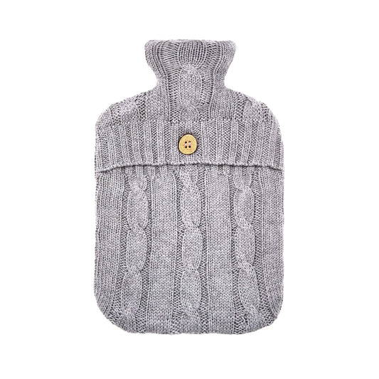 Cable Knit Hot Water Bottle & Cover, Cloud Grey
