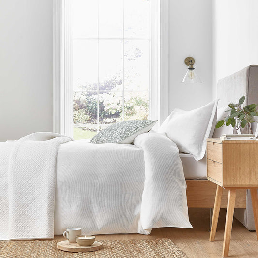 White Textured Waffle Bedding