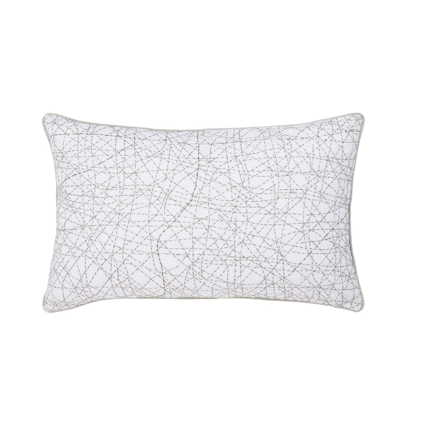 Ingrid Embroidered Cushion 60cm x 40cm, Mourne Green