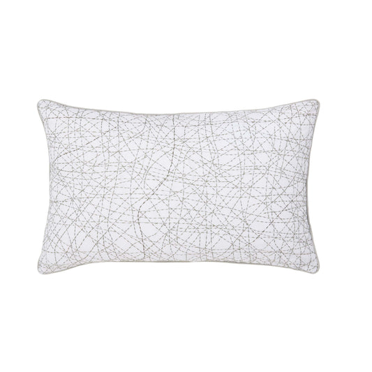 Ingrid Embroidered Cushion 60cm x 40cm, Mourne Green